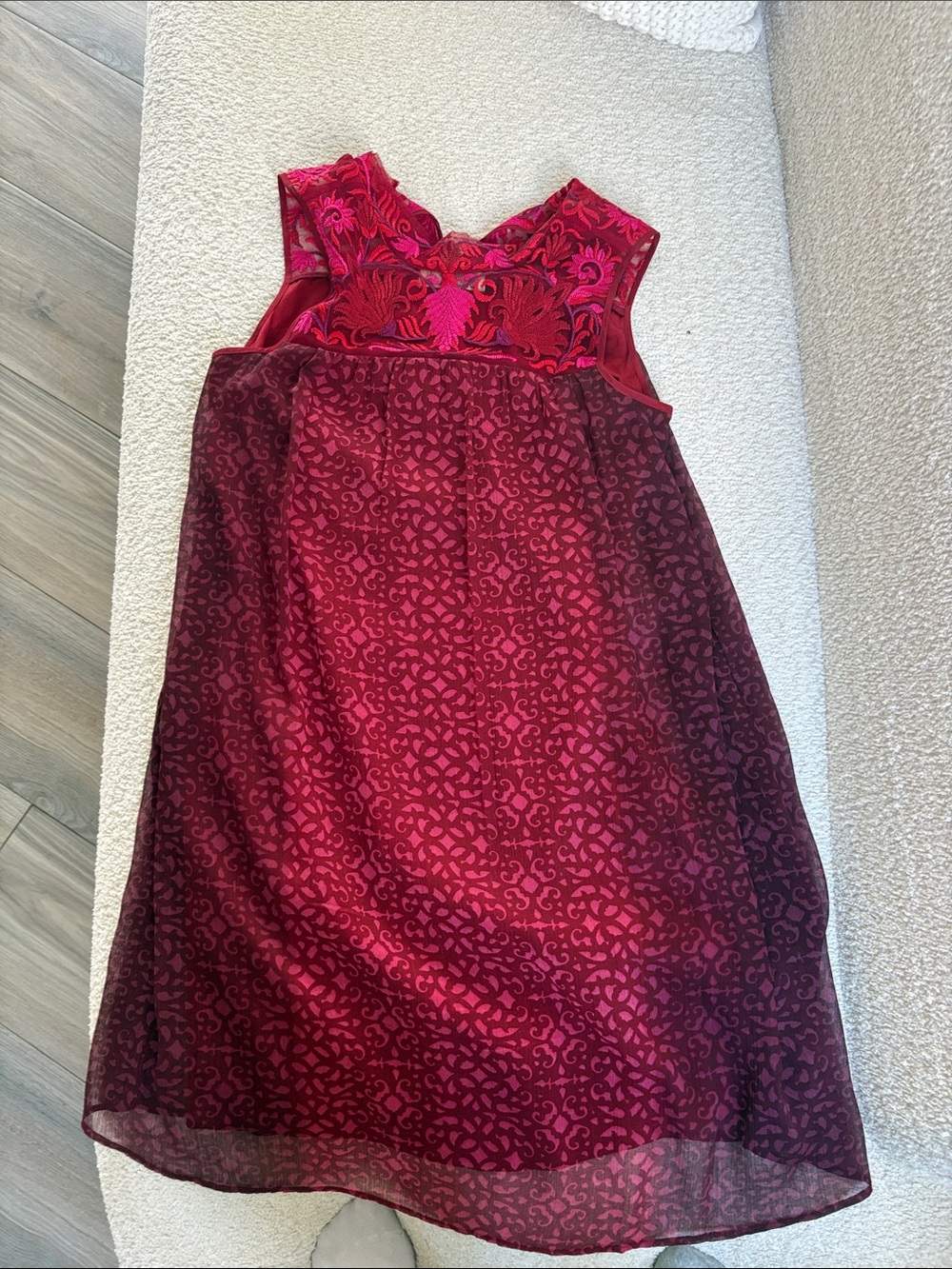 Sleeveless Embroidered Midi Dress in Fuchsia